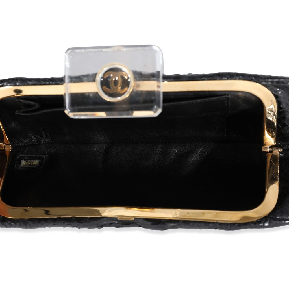 Chanel Black Python Perfume Bottle Top Clutch - image 7